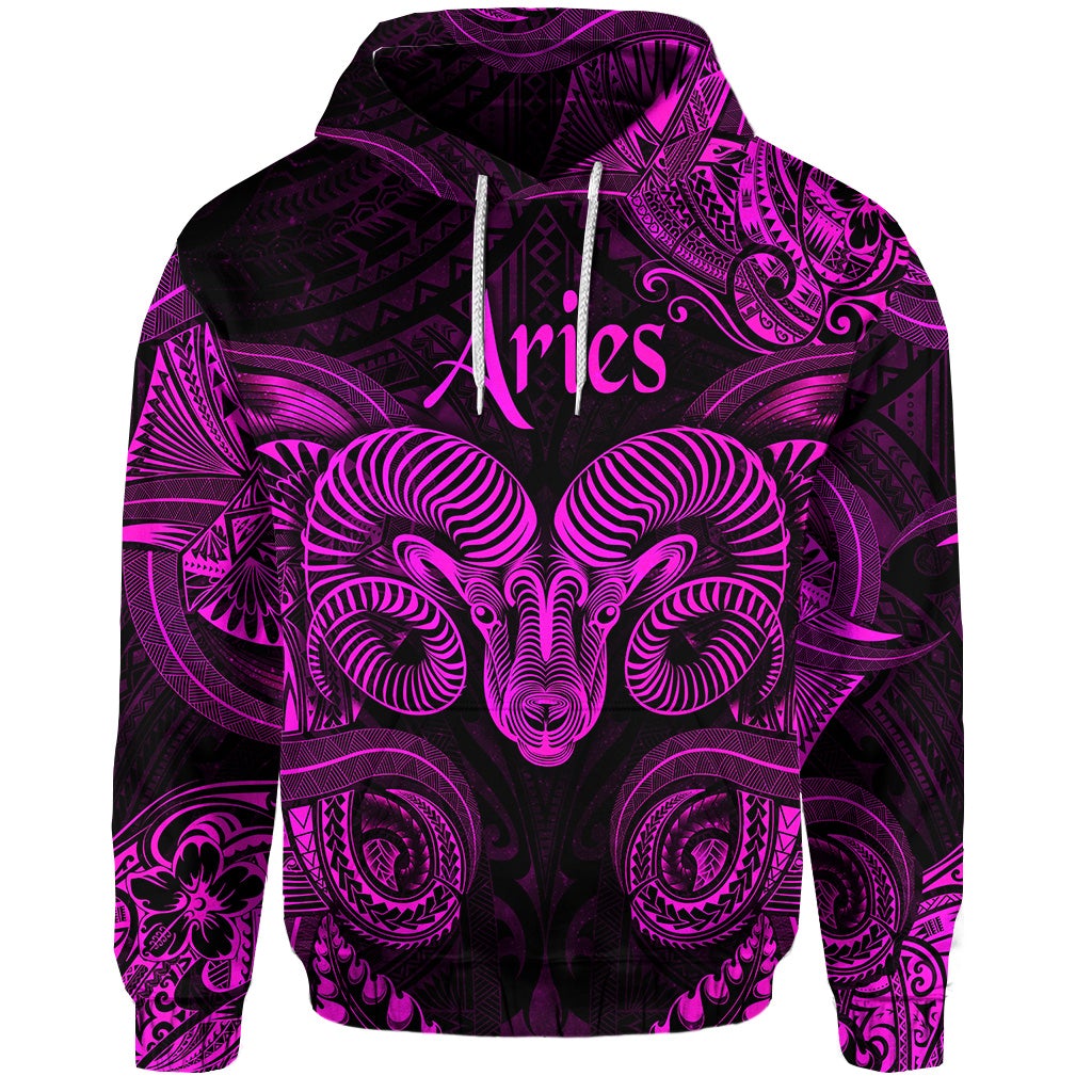 Custom Aries Zodiac Polynesian Hoodie Unique Style Pink LT8 - Wonder Print Shop