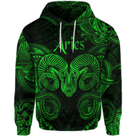 Aries Zodiac Polynesian Hoodie Unique Style Green LT8 - Wonder Print Shop