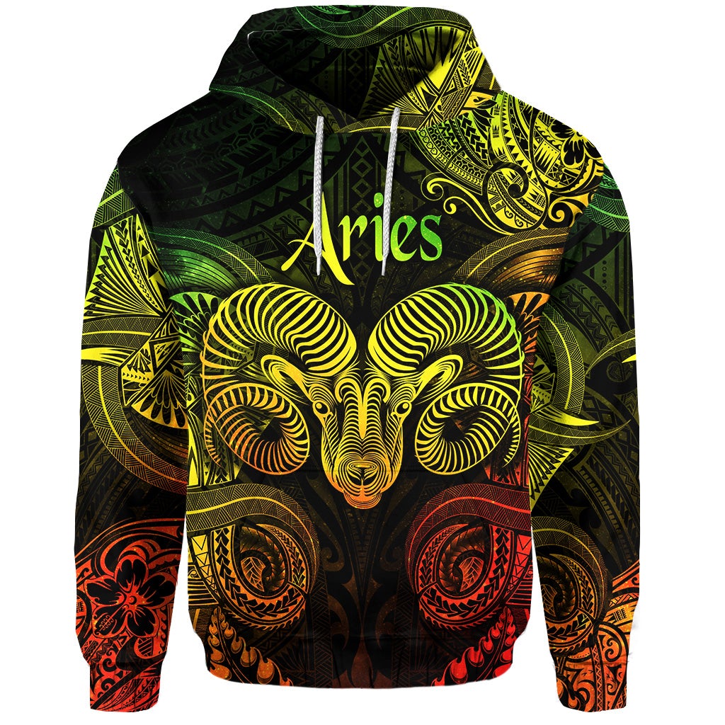 Aries Zodiac Polynesian Hoodie Unique Style Reggae LT8 - Wonder Print Shop
