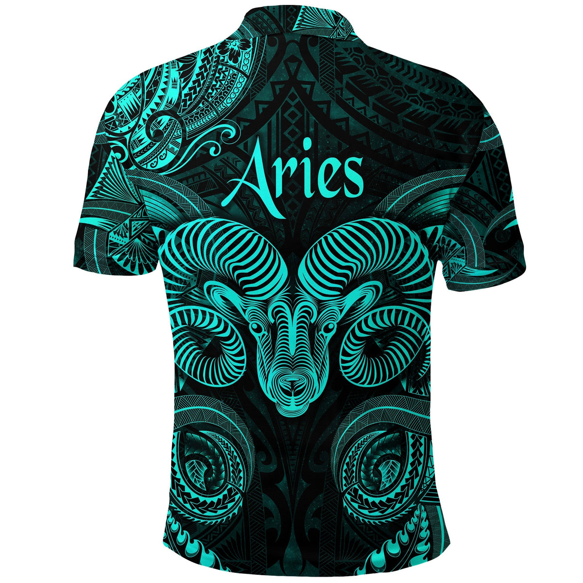 Aries Zodiac Polynesian Polo Shirt Unique Style Turquoise LT8 - Wonder Print Shop