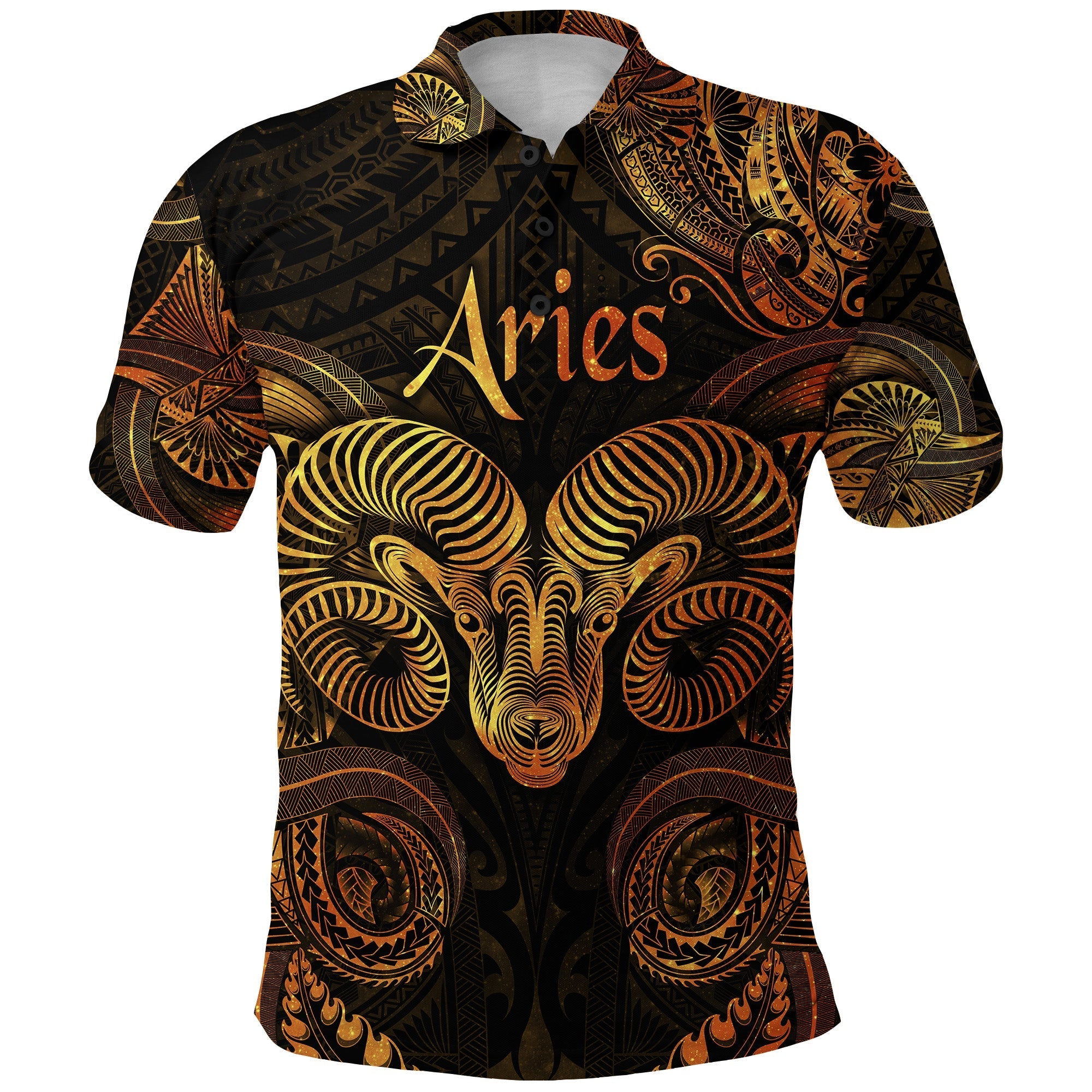 Custom Aries Zodiac Polynesian Polo Shirt Unique Style Gold LT8 - Wonder Print Shop