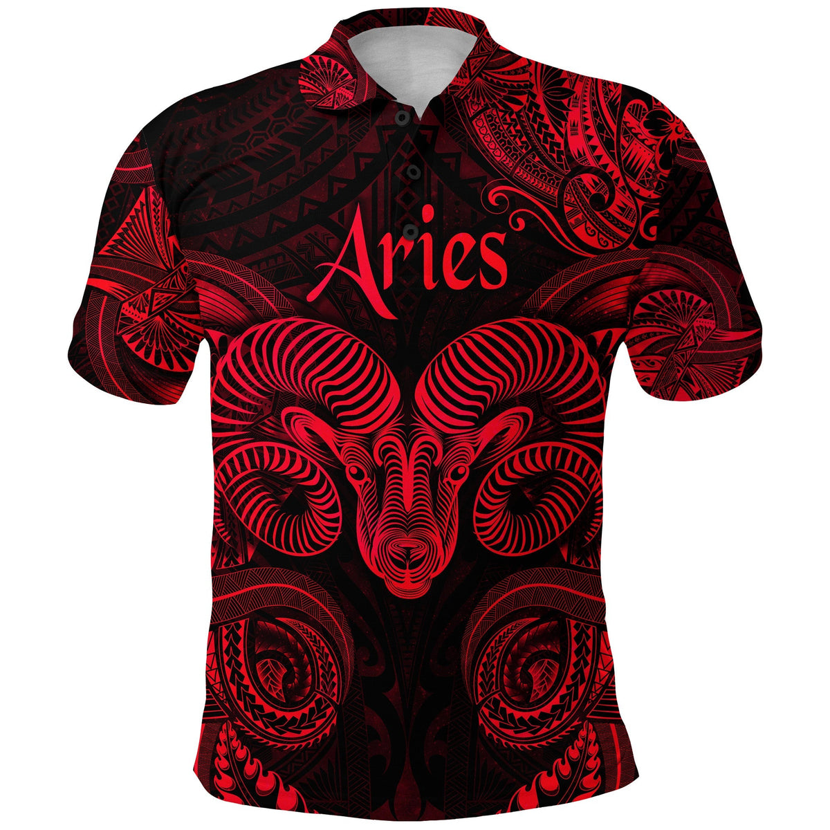 Custom Aries Zodiac Polynesian Polo Shirt Unique Style Red LT8 - Wonder Print Shop