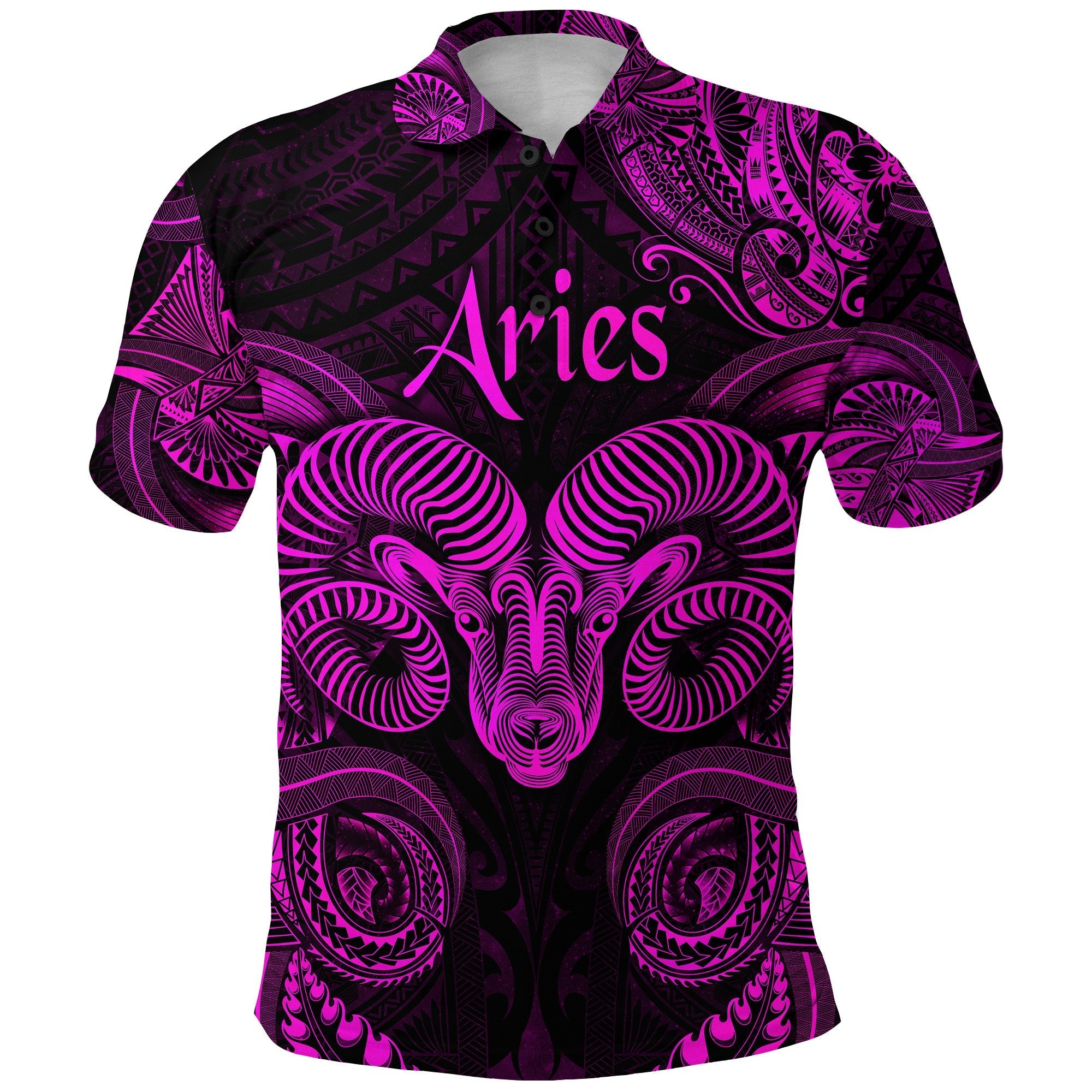 Custom Aries Zodiac Polynesian Polo Shirt Unique Style Pink LT8 - Wonder Print Shop