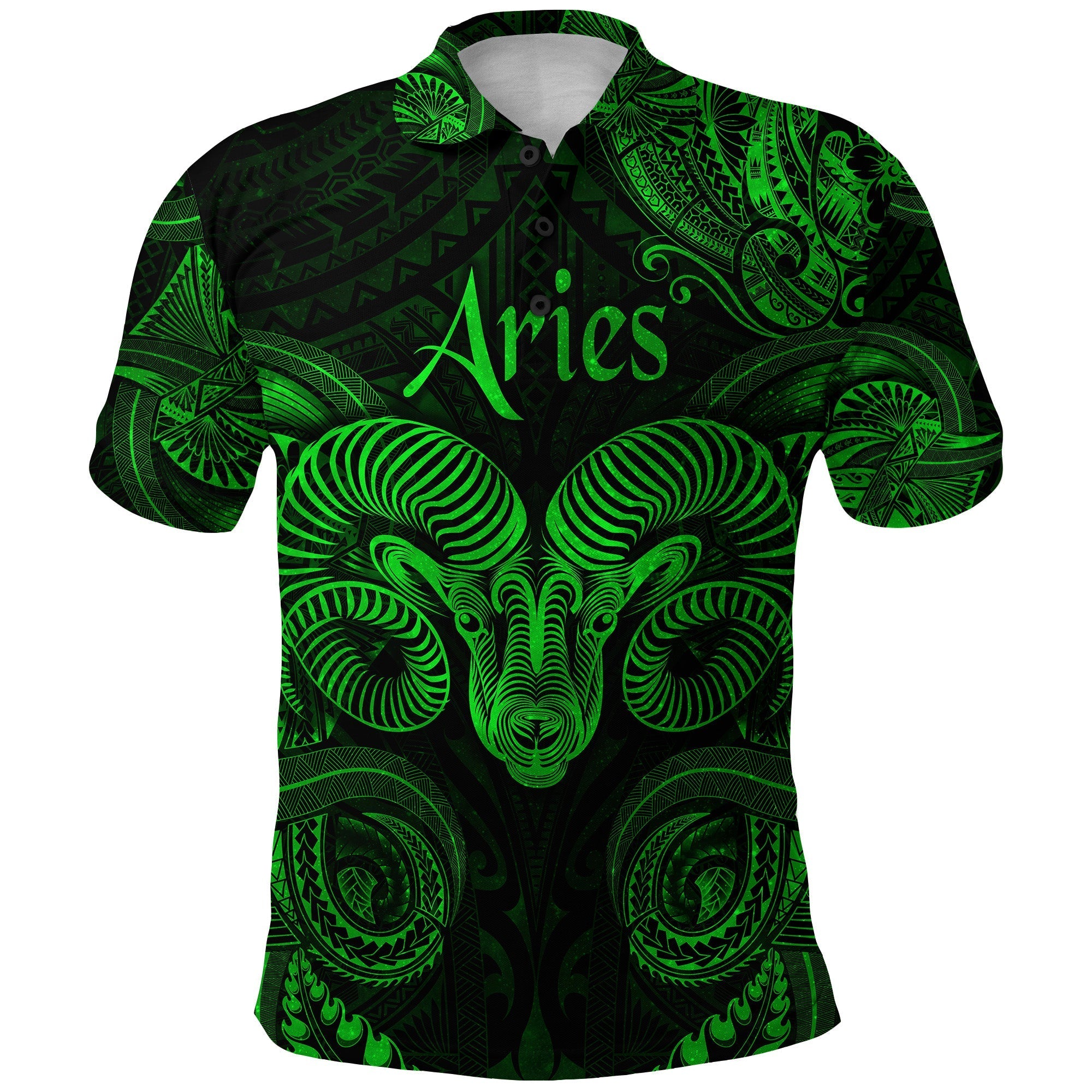 Custom Aries Zodiac Polynesian Polo Shirt Unique Style Green LT8 - Wonder Print Shop