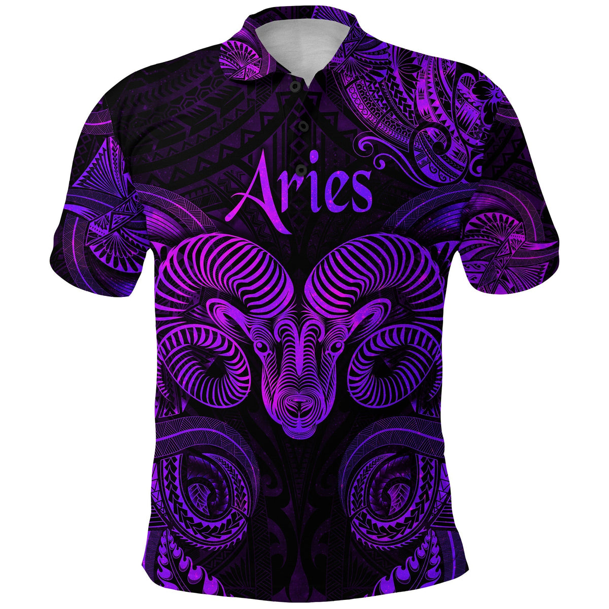 Custom Aries Zodiac Polynesian Polo Shirt Unique Style Purple LT8 - Wonder Print Shop