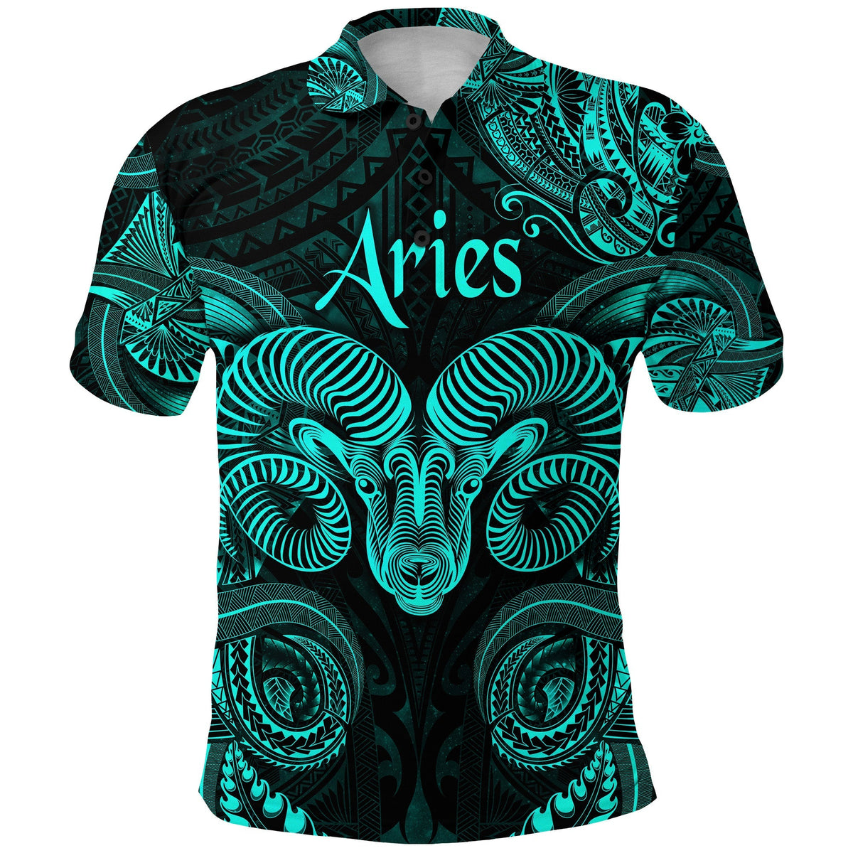 Custom Aries Zodiac Polynesian Polo Shirt Unique Style Turquoise LT8 - Wonder Print Shop