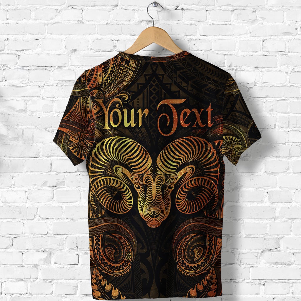 Custom Aries Zodiac Polynesian T Shirt Unique Style Gold LT8 - Wonder Print Shop