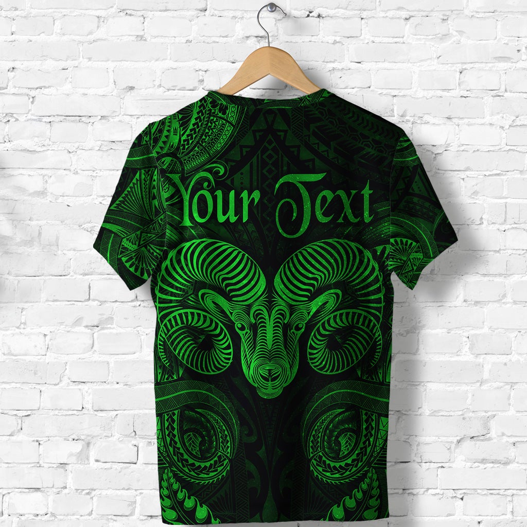 Custom Aries Zodiac Polynesian T Shirt Unique Style Green LT8 - Wonder Print Shop