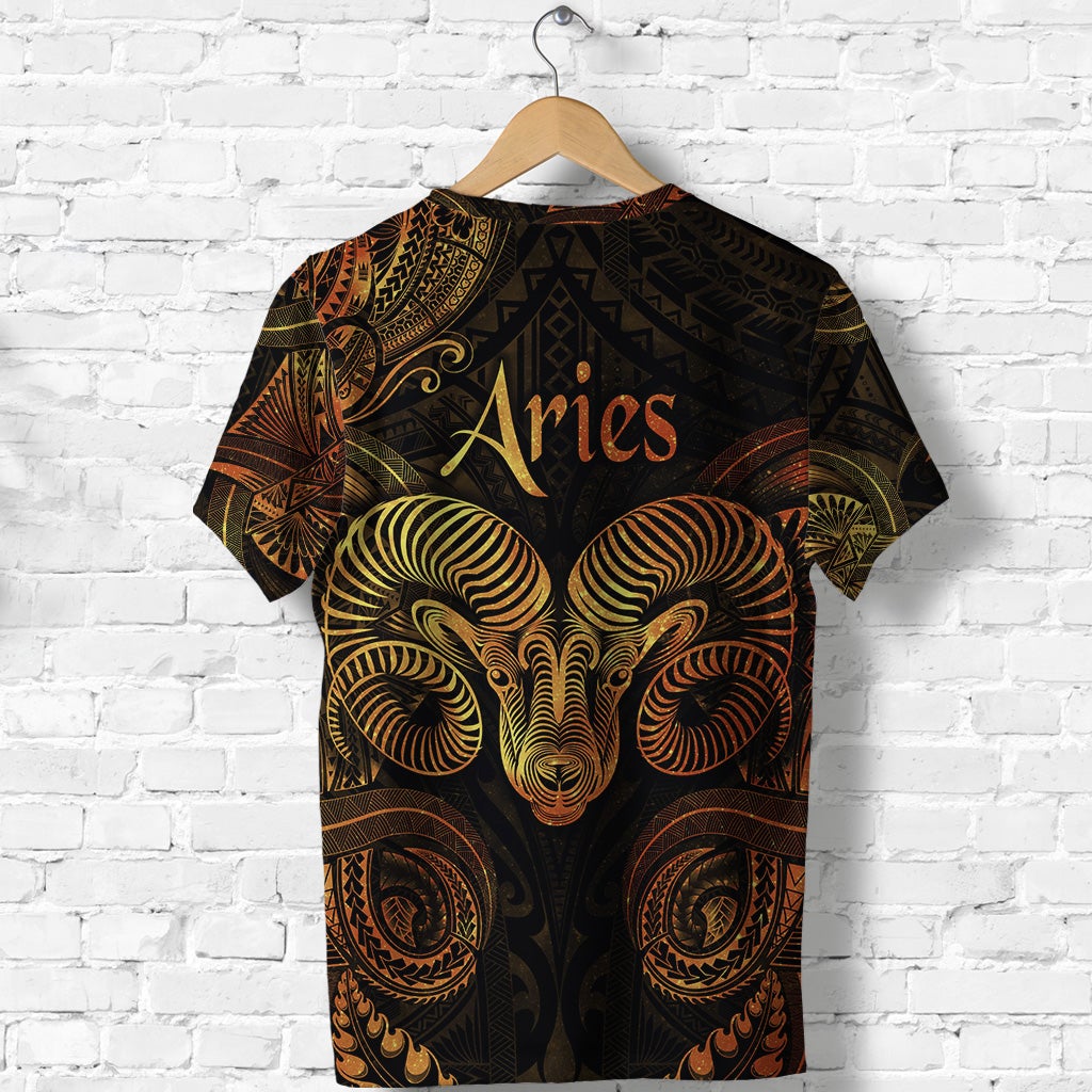 Aries Zodiac Polynesian T Shirt Unique Style Gold LT8 - Wonder Print Shop