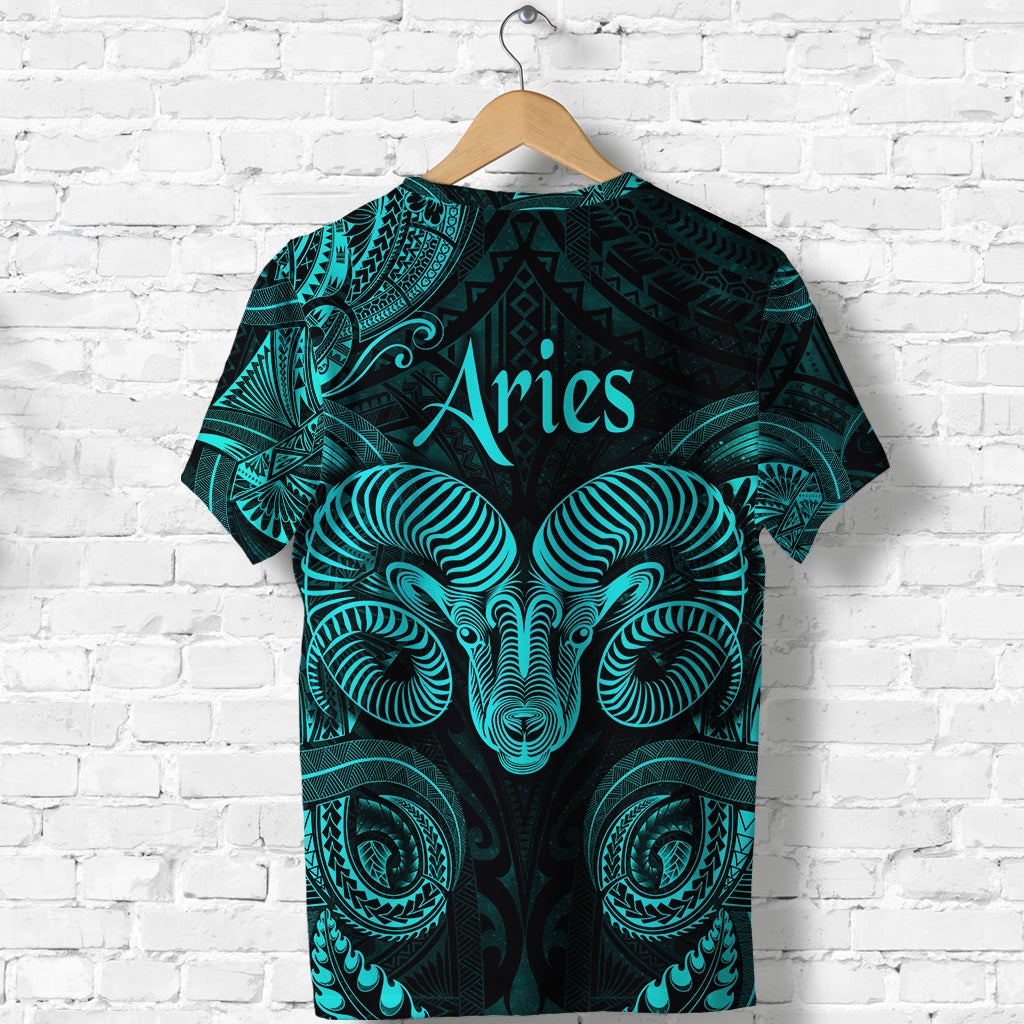 Aries Zodiac Polynesian T Shirt Unique Style Turquoise LT8 - Wonder Print Shop