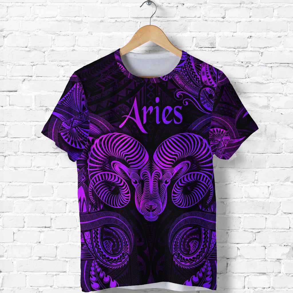 Aries Zodiac Polynesian T Shirt Unique Style Purple LT8 - Wonder Print Shop