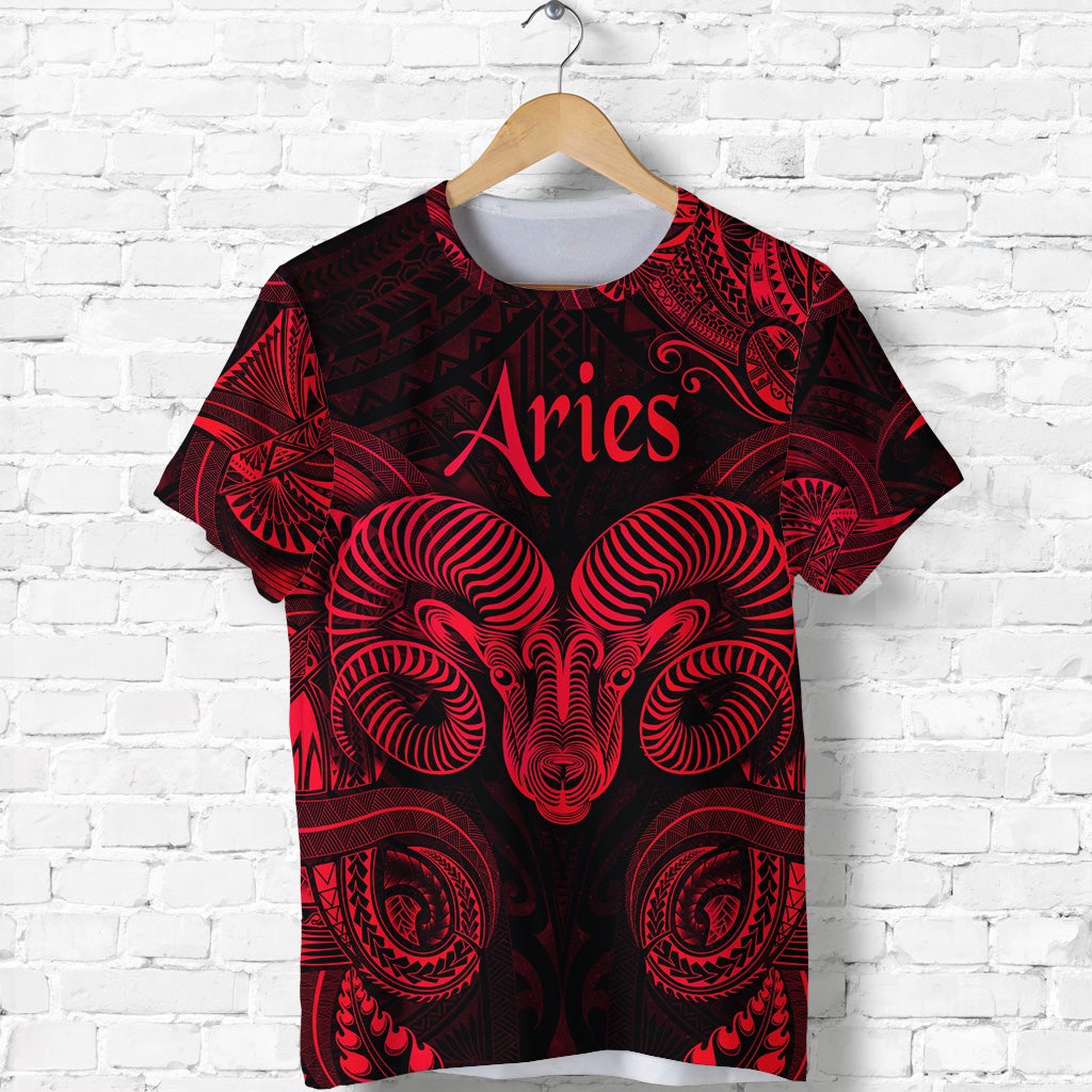 Aries Zodiac Polynesian T Shirt Unique Style Red LT8 - Wonder Print Shop