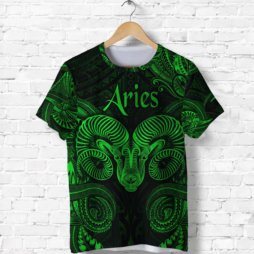 Aries Zodiac Polynesian T Shirt Unique Style Green LT8 - Wonder Print Shop
