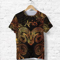Custom Aries Zodiac Polynesian T Shirt Unique Style Gold LT8 - Wonder Print Shop