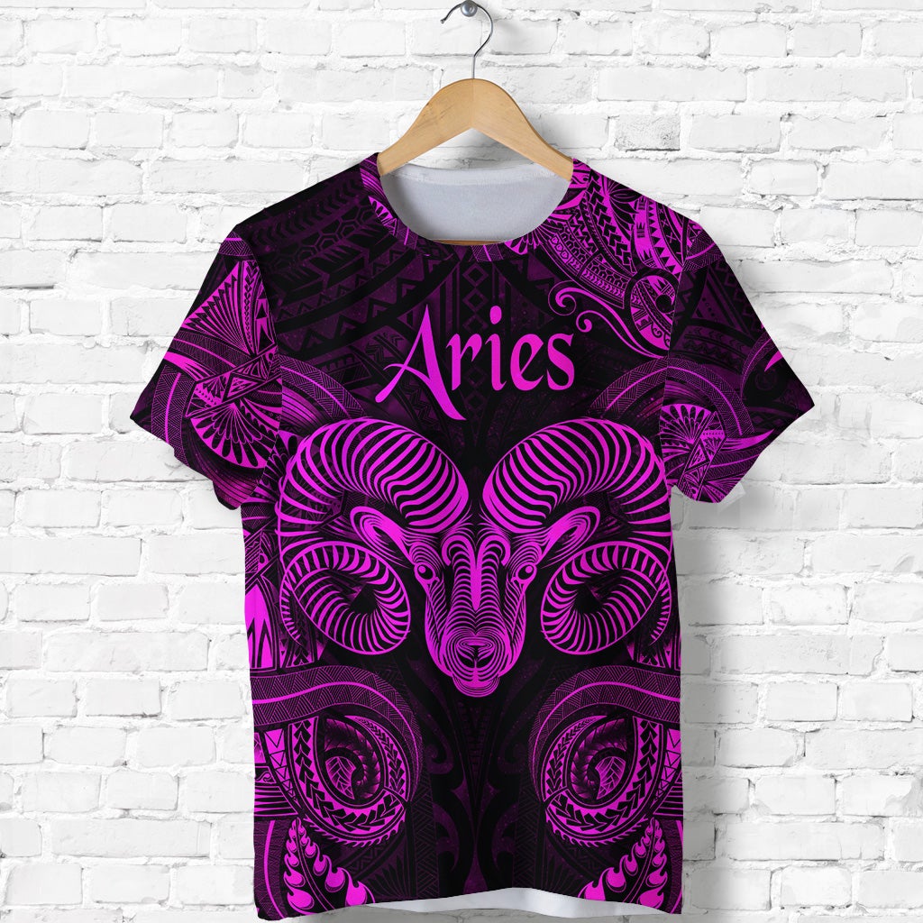 Custom Aries Zodiac Polynesian T Shirt Unique Style Pink LT8 - Wonder Print Shop
