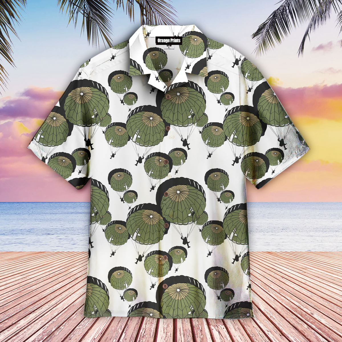 Army Parachute Hawaiian Shirt - Wonder Print Shop