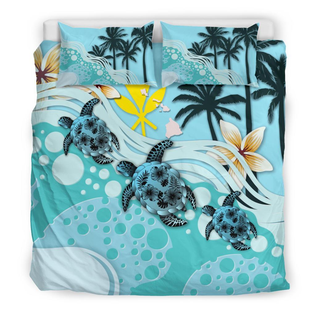 Kanaka Maoli (Hawaiian) Bedding Set - Blue Turtle Hibiscus - Wonder Print Shop