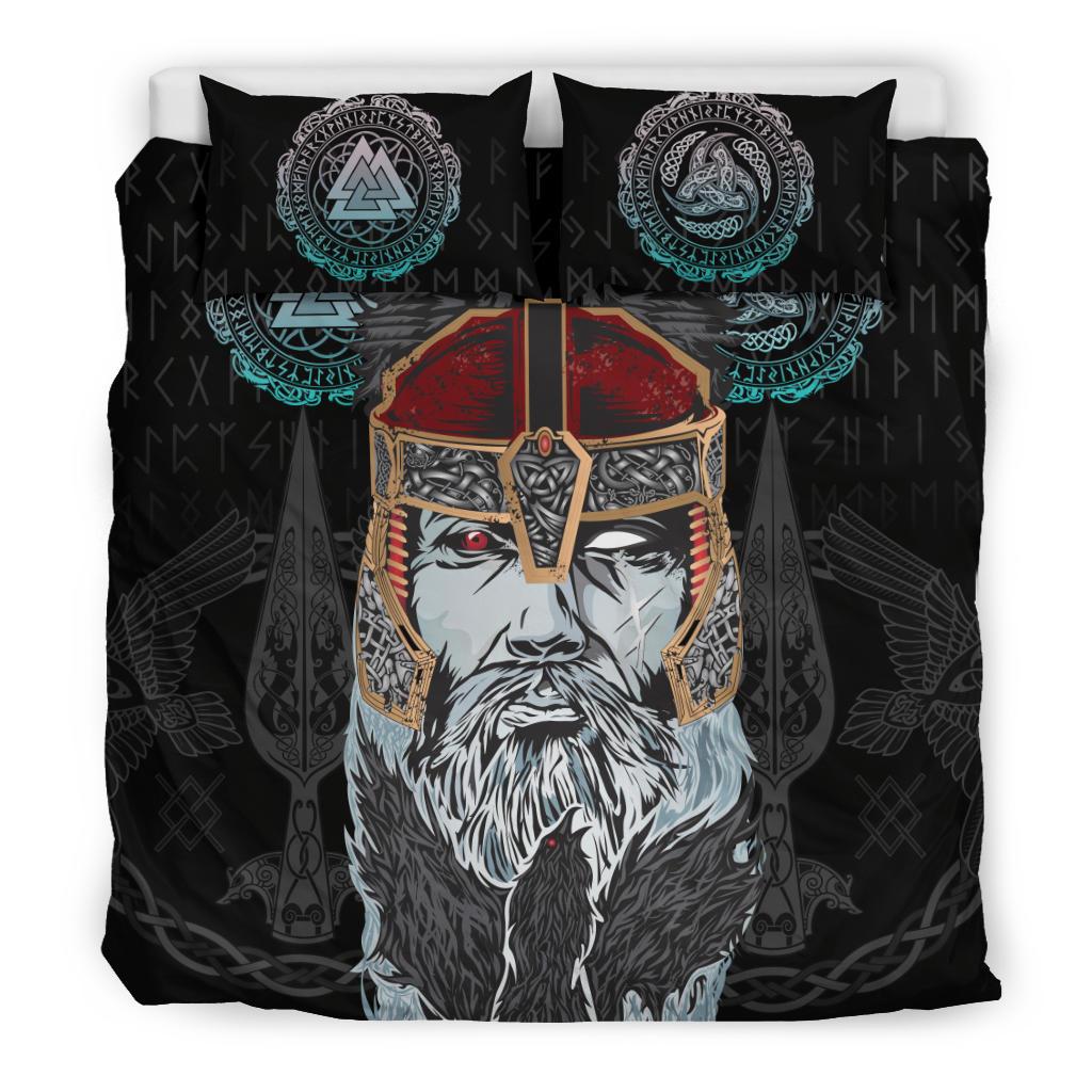 Viking Bedding Set, Odin Valknut and Triple Horn RLT12 - Wonder Print Shop