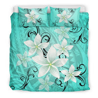 Hawaiian Plumeria Polynesian Bedding Set - Turquoise - Wonder Print Shop