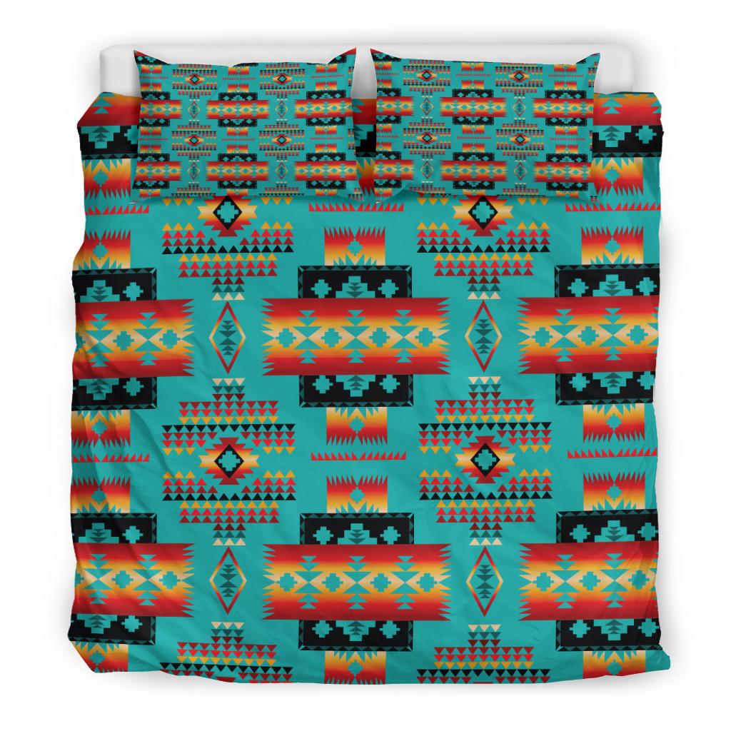 Blue Native Tribes Pattern Native American Bedding Set LT10 - Wonder Print Shop