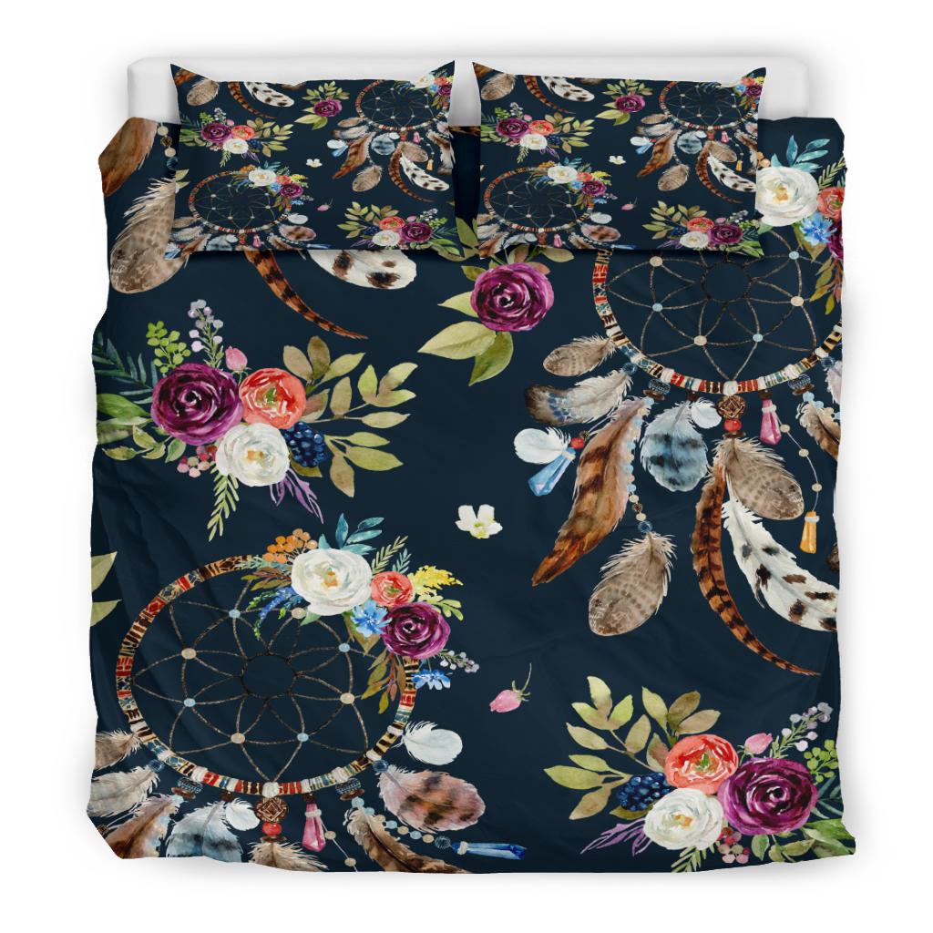 Feathers and Flowers Dreamcatcher Native American Bedding Set LT10 - Wonder Print Shop