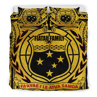 FIATAU FAMILY Samoa Bedding Set - Samoa Coat Of Arm, Polynesian Tattoo Gold RLT7 - Wonder Print Shop
