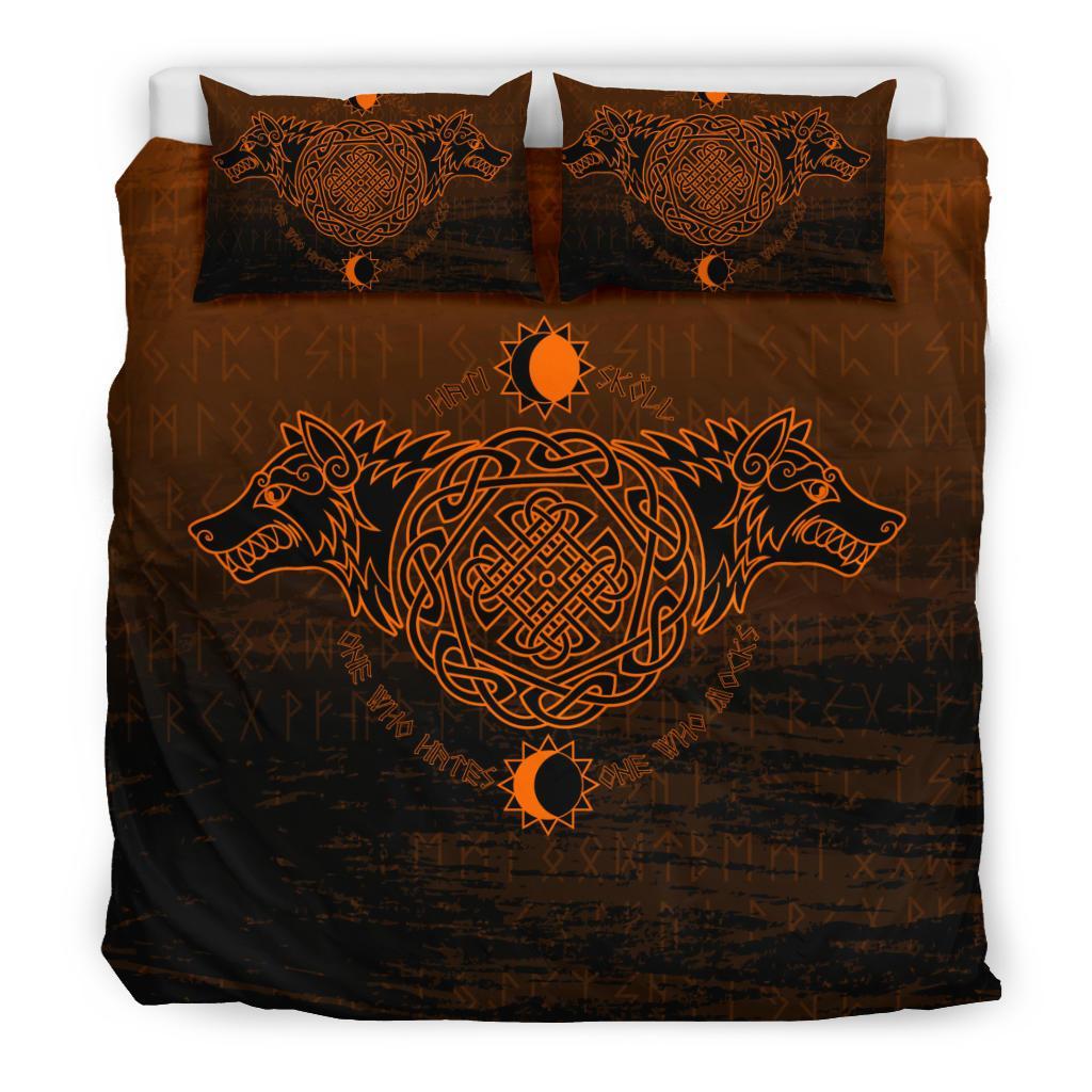 Viking Bedding Set, Skoll and Hati Orange RLT12 - Wonder Print Shop