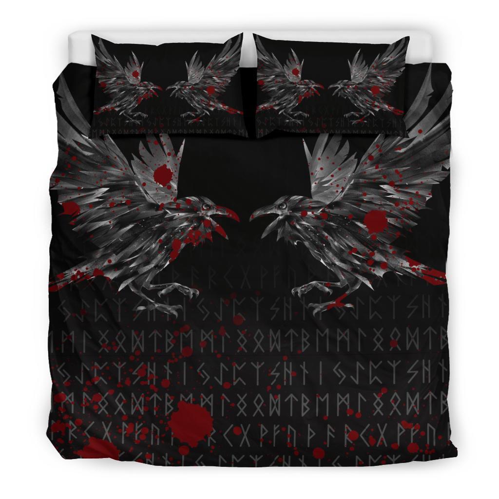 Viking Bedding Set Odin Huginn and Muninn Rune Blood RLT12 - Wonder Print Shop
