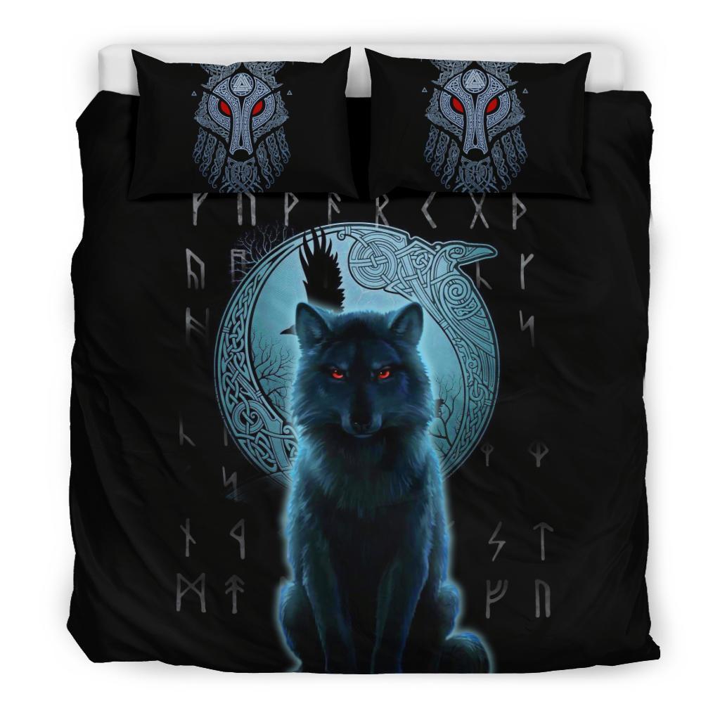 Viking Bedding Set, Fenrir Viking Wolf and Moon RLT12 - Wonder Print Shop