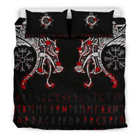 Viking Bedding Set Double Dragon Tattoo and Vegvisir Blood RLT12 - Wonder Print Shop