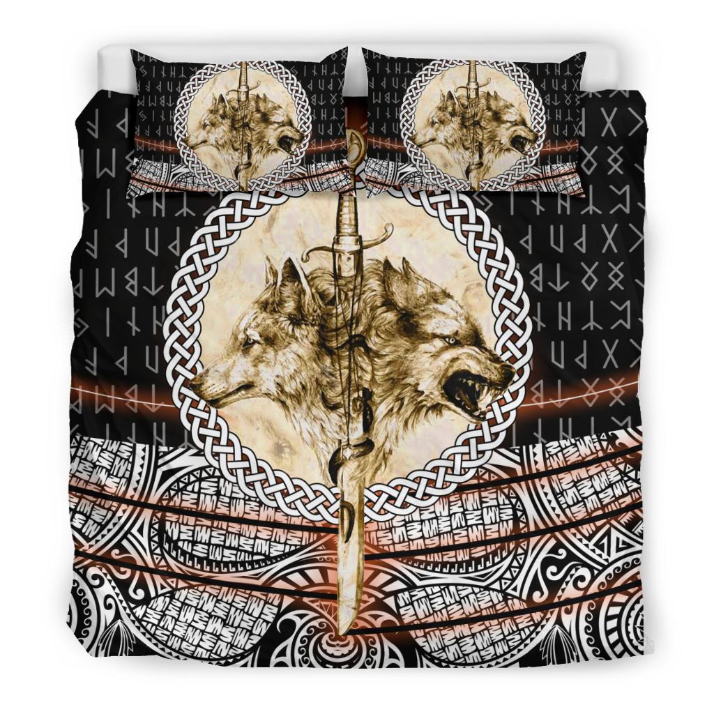 Viking Bedding Set Wolf and Vikings Tattoo 3D RLT12 - Wonder Print Shop