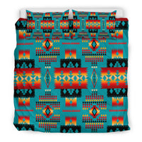 Blue Native Tribes Pattern Native American Bedding Set LT10 - Wonder Print Shop
