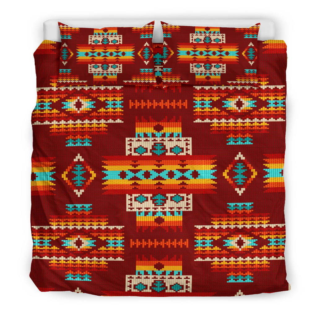 Red Pattern Native American Bedding Set LT10 - Wonder Print Shop