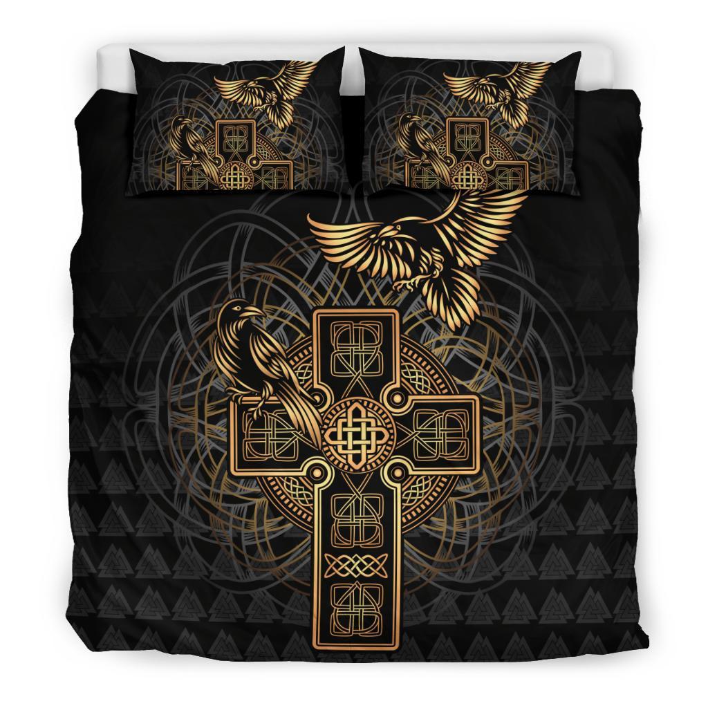 Viking Bedding Set Odin's Celtic Raven Tattoo RLT12 - Wonder Print Shop