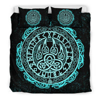 Viking Bedding Set Viking Bear Claws Cyan Tattoo RLT12 - Wonder Print Shop