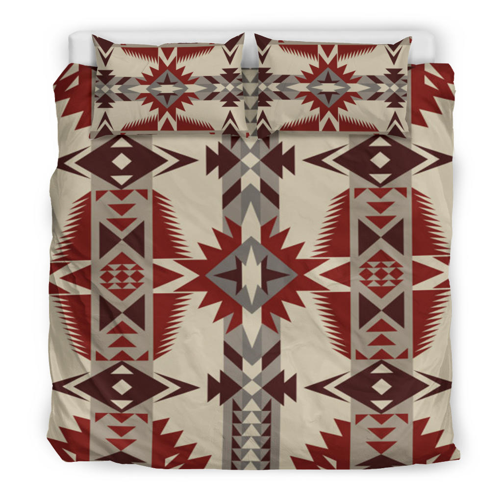 Native American Pattern Brown and Red Bedding Set LT10 - Wonder Print Shop