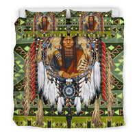 Native American Green Pattern and Chief Bedding Set LT10 - Wonder Print Shop