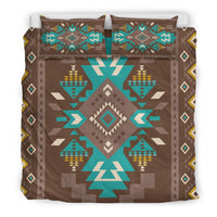 Blue Pattern Brown Native American Bedding Set LT10 - Wonder Print Shop