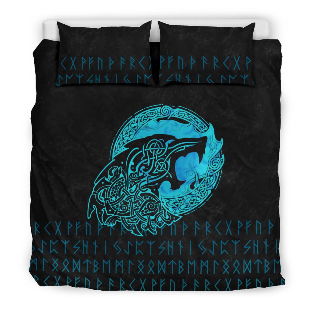 Viking Bedding Set Fenrir Wolf Cyan RLT12 - Wonder Print Shop