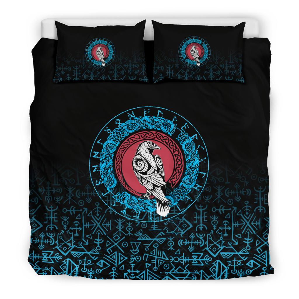Viking Bedding Set Raven Celtic Cyan RLT12 - Wonder Print Shop