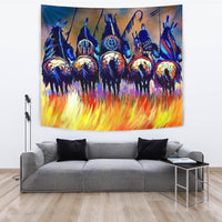5 Warriors Riding Horse Native American Design Wall Hanging Tapestry LT10 - Wonder Print Shop