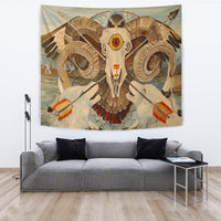 Owl Bison Head Native American Tapestry LT10 - Wonder Print Shop
