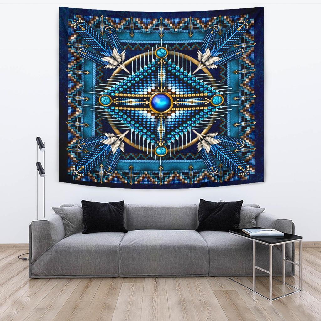 Naumaddic Arts Blue Native American Design Tapestry LT10 - Wonder Print Shop