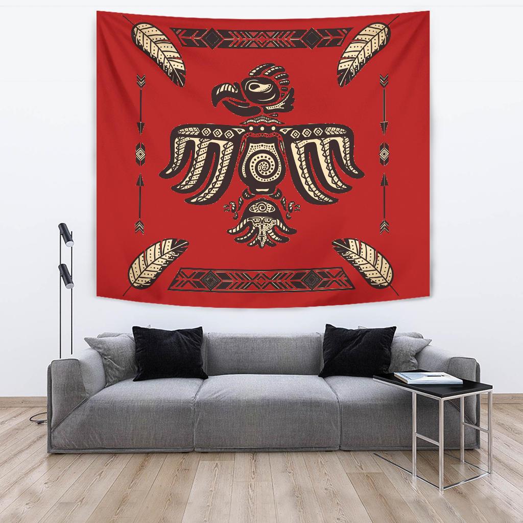 Red Thunderbird Feather Native American Design Tapestry LT10 - Wonder Print Shop