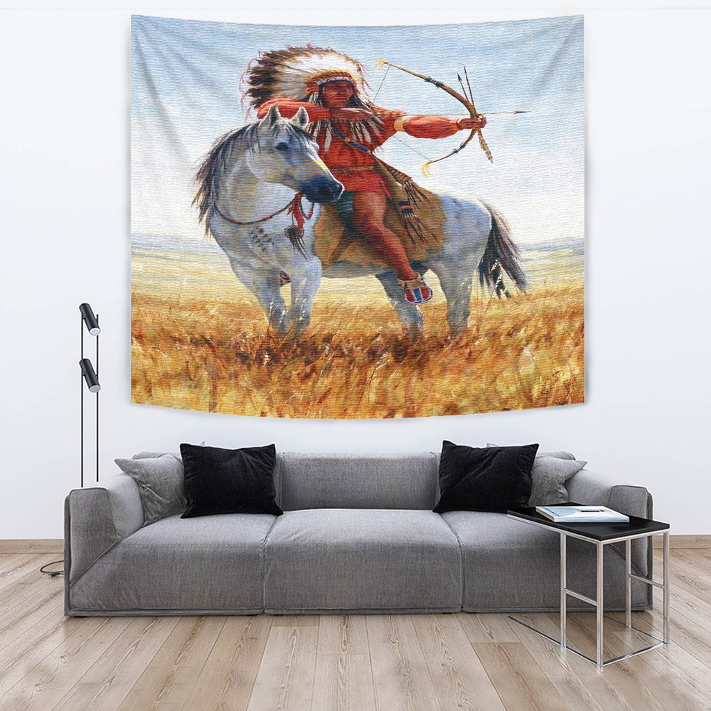Native American Chief Shooting Bow and Arrow Tapestry LT10 - Wonder Print Shop