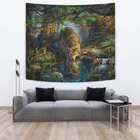 Wolf By The River Native American Tapestry LT10 - Wonder Print Shop