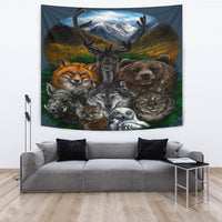 Wolf With Animal Native American Tapestry LT10 - Wonder Print Shop