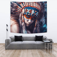 3D Native Girl Native American Tapestry LT10 - Wonder Print Shop