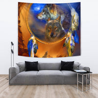 Wolf Dreamcatcher Native American Tapestry LT10 - Wonder Print Shop