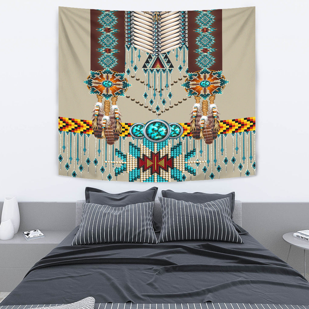 Turquoise Blue Pattern Breastplate Native American Tapestry LT10 - Wonder Print Shop
